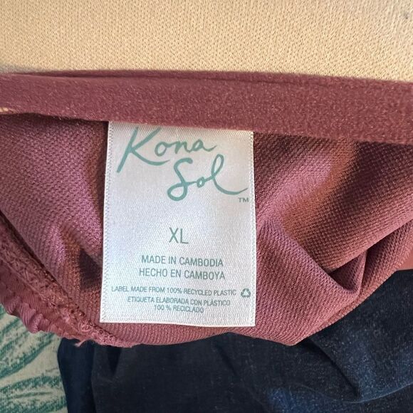 Kona Sol One Piece Ruffle Front Mauve Swimsuit Size XL - Picture 12 of 13